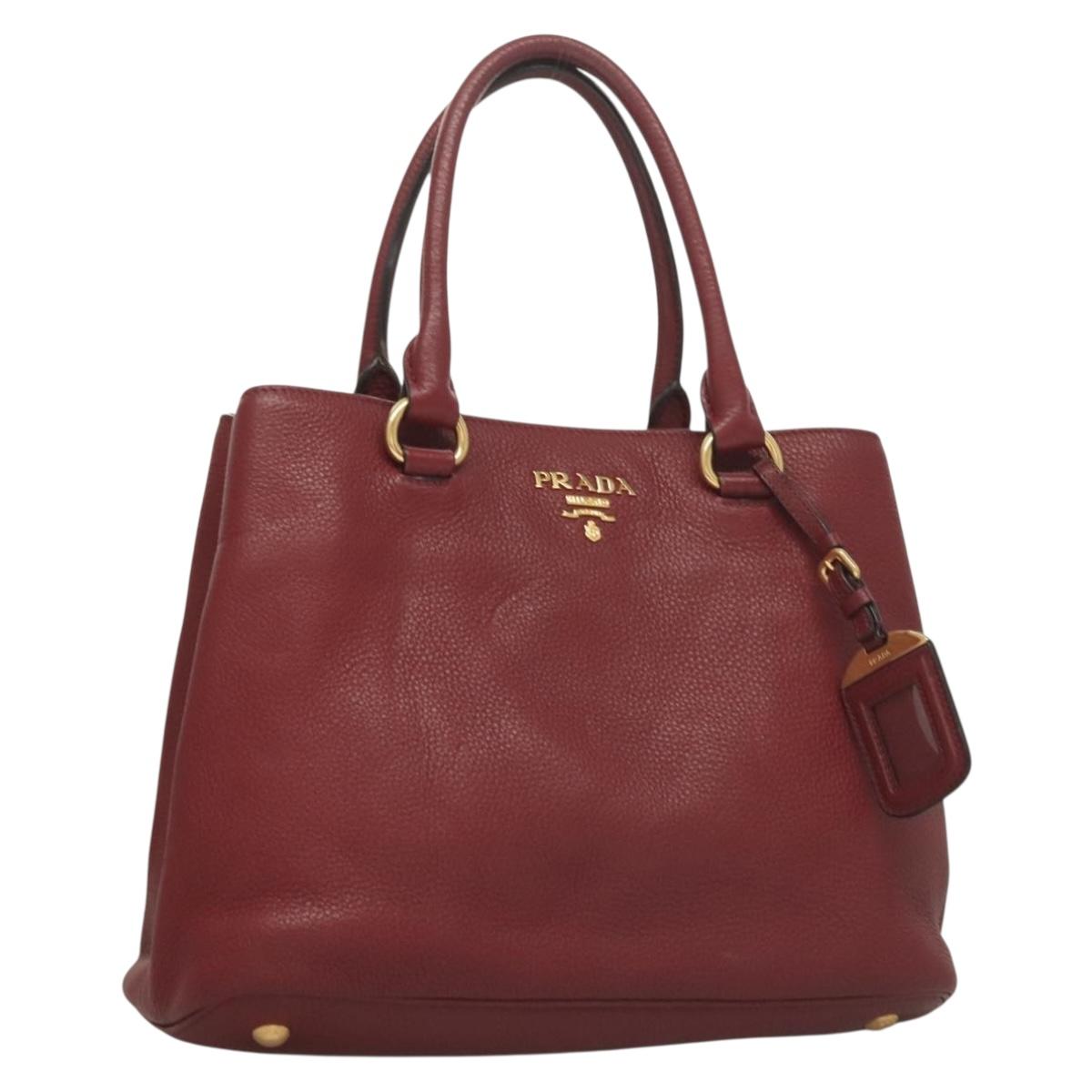 Prada Vitello, Burgundy, Leather, handbag
