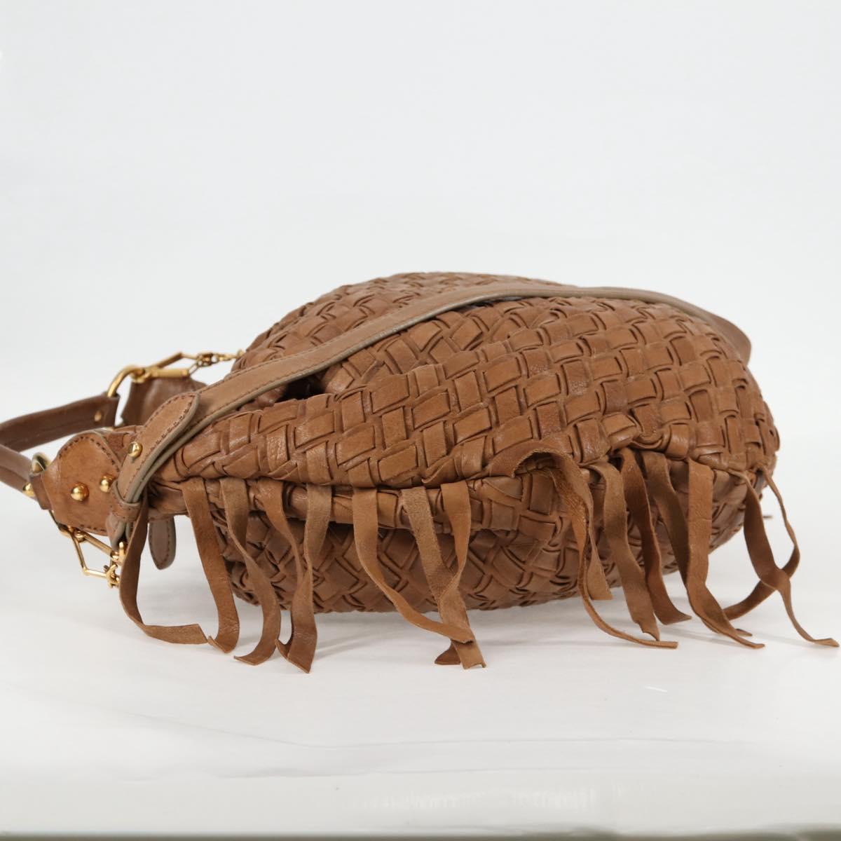 Miu Miu Woven, "BROWN,GOLD", Leather, handbag