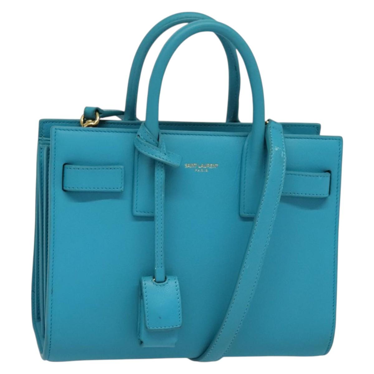 Yves Saint Laurent, Blue, Leather, handbag