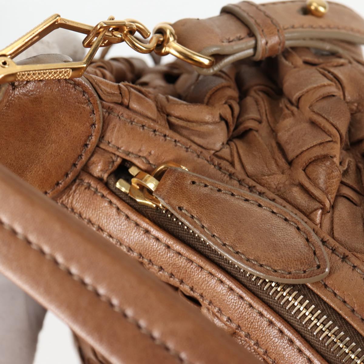 Miu Miu Woven, "BROWN,GOLD", Leather, handbag
