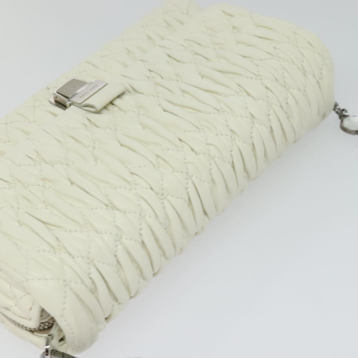 Miu Miu Crystal, White, Leather, shoulder