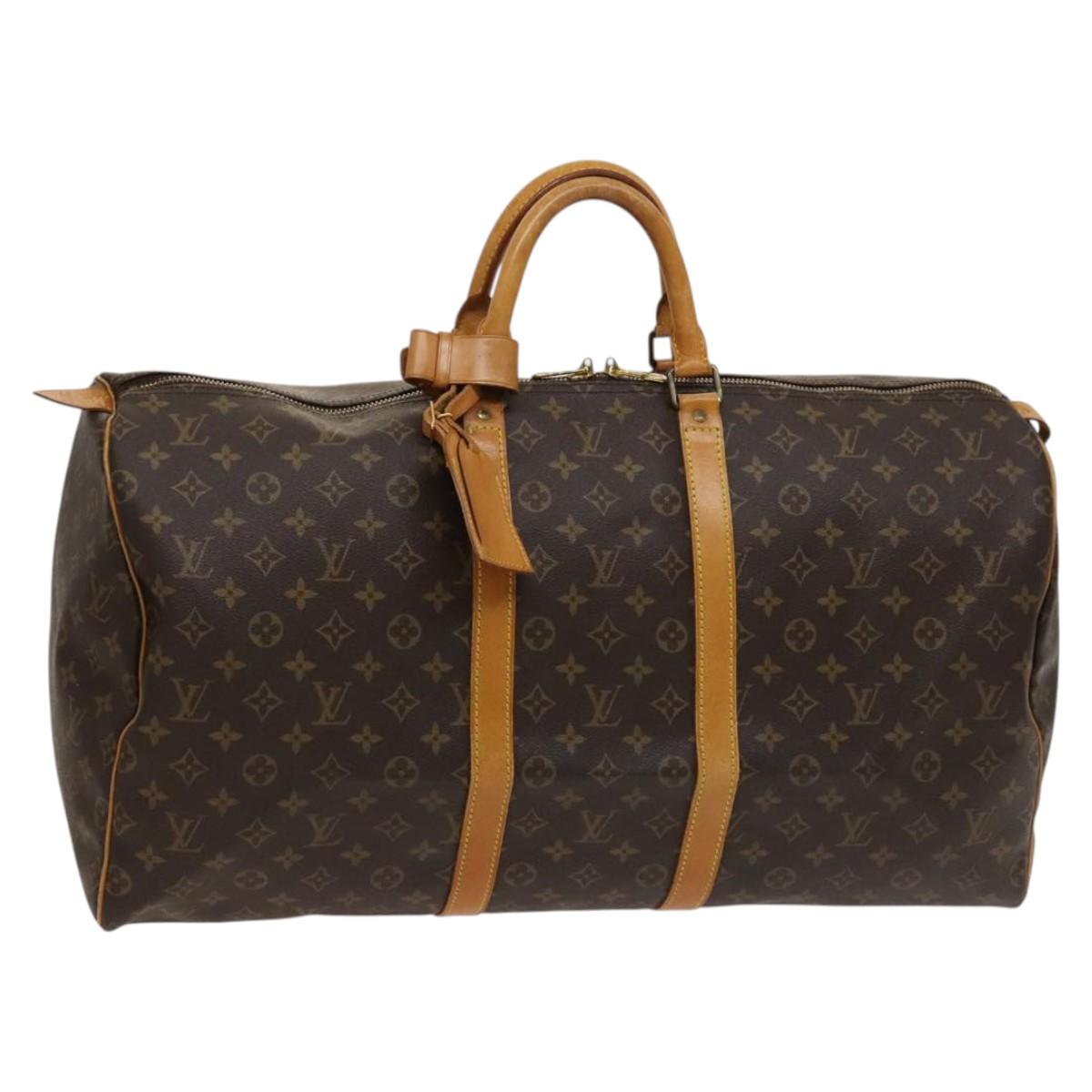 Louis Vuitton Keepall 55, Brown, Canvas, travel