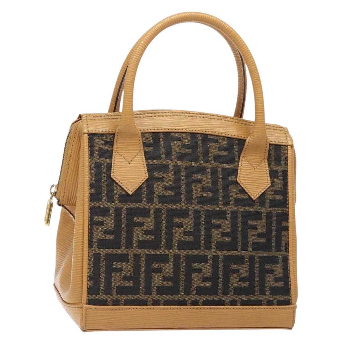 Fendi Zucchino, Black, "CANVAS, LEATHER", handbag