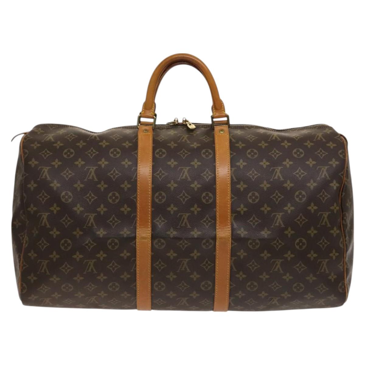 Louis Vuitton Keepall 55, Brown, Canvas, travel