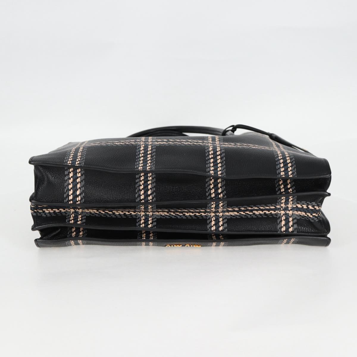 Miu Miu Madras, Black, Leather, tote