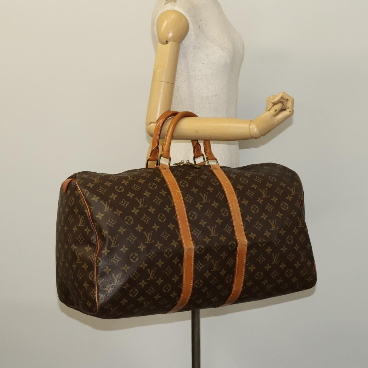 Louis Vuitton Keepall 55, Brown, Canvas, travel