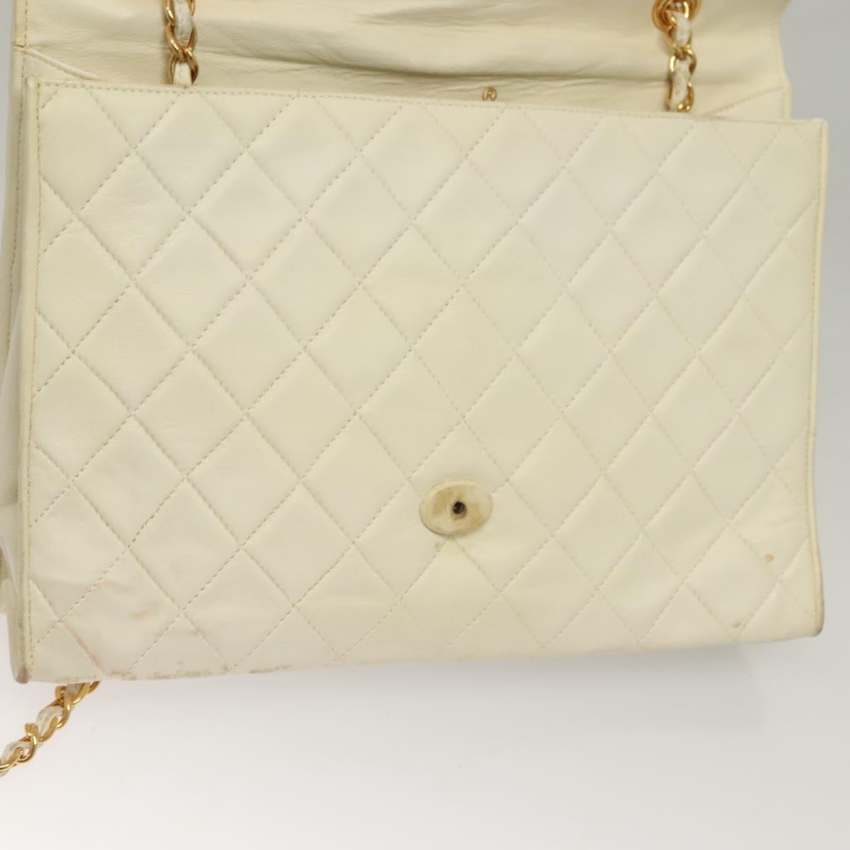Chanel Demi Lune, White, Leather, shoulder
