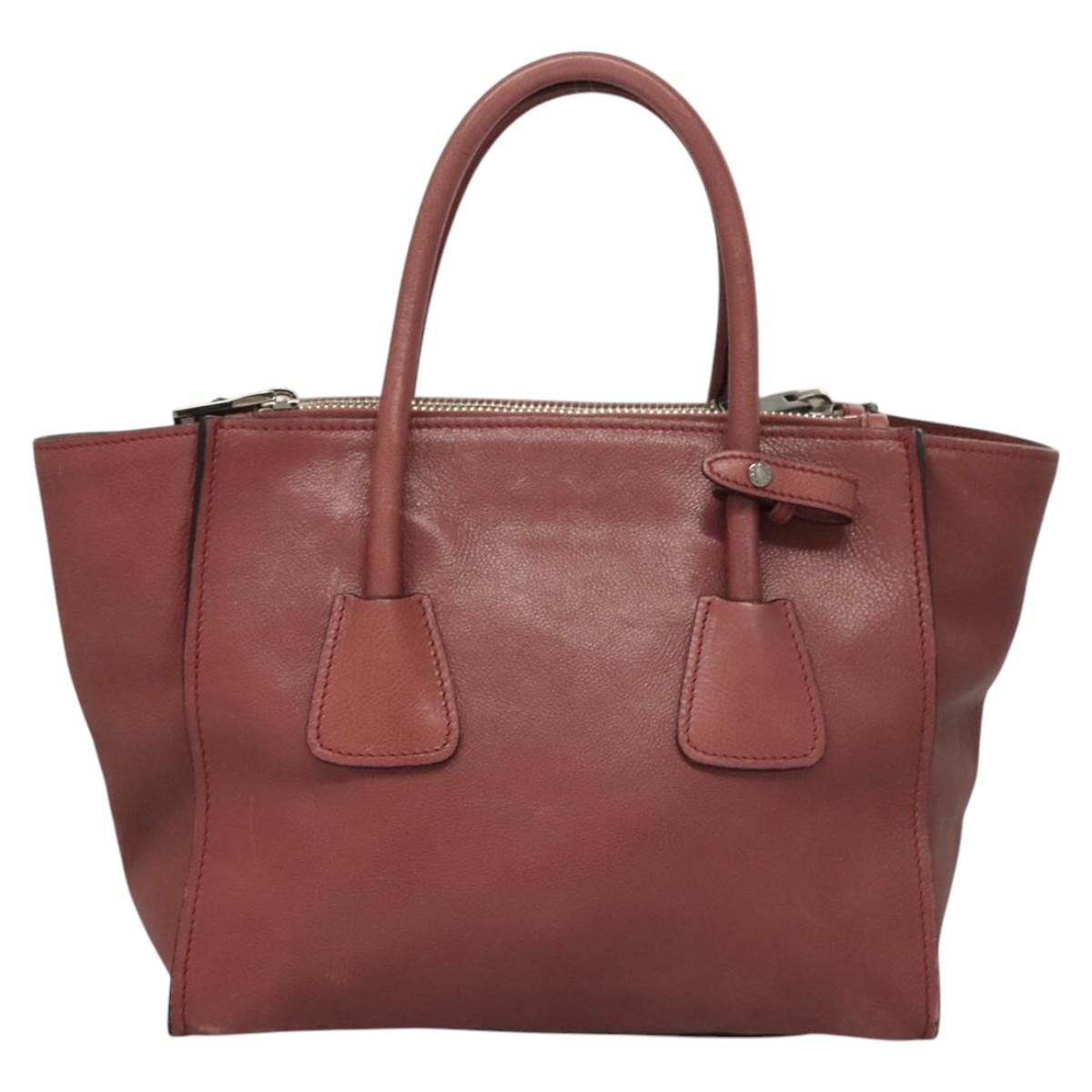 Prada Twin Pocket, Burgundy, Leather, handbag
