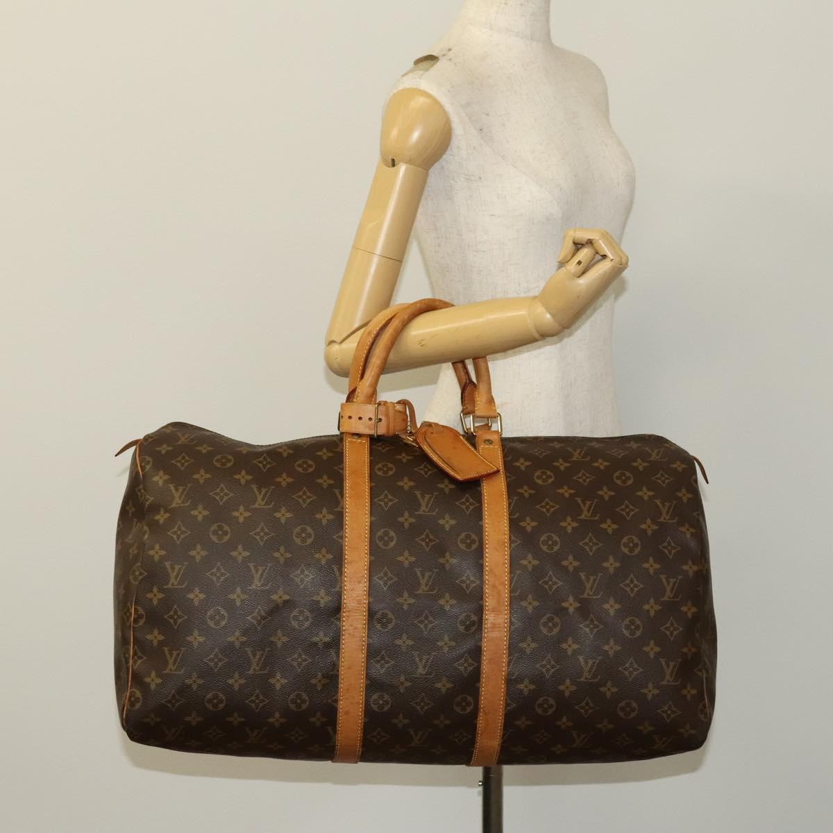 Louis Vuitton Keepall 55, Brown, Canvas, travel