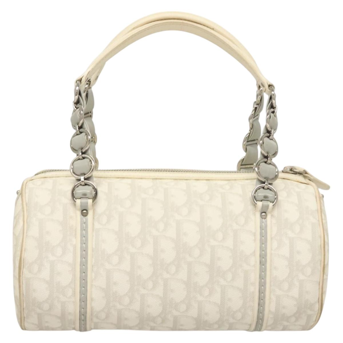 Dior Romantique, White, "CANVAS, LEATHER", handbag
