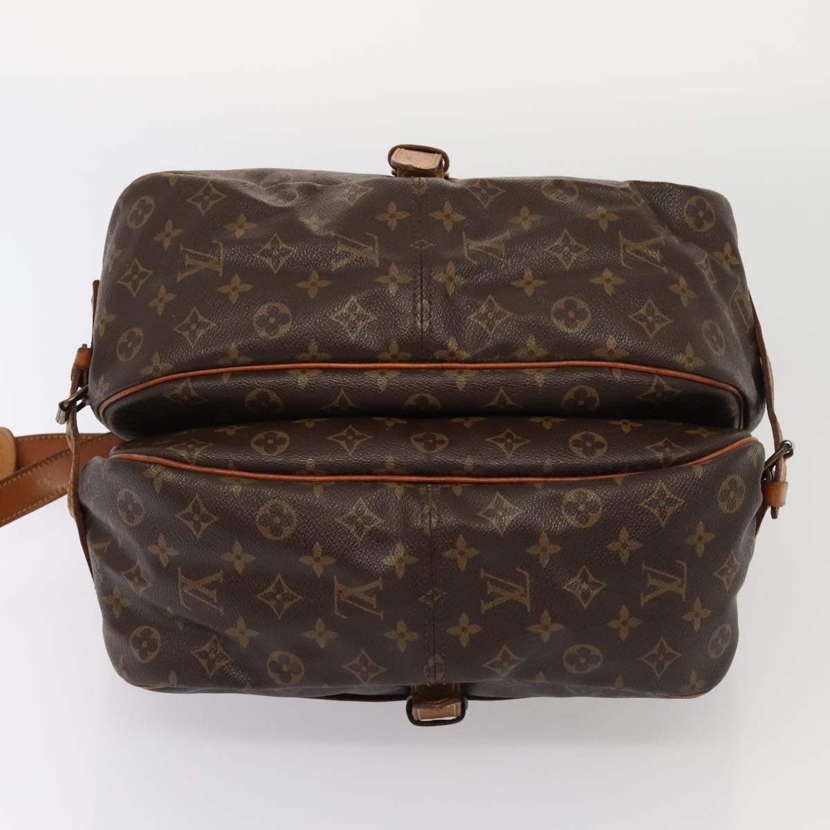 Louis Vuitton Saumur 35, Brown, Canvas, shoulder