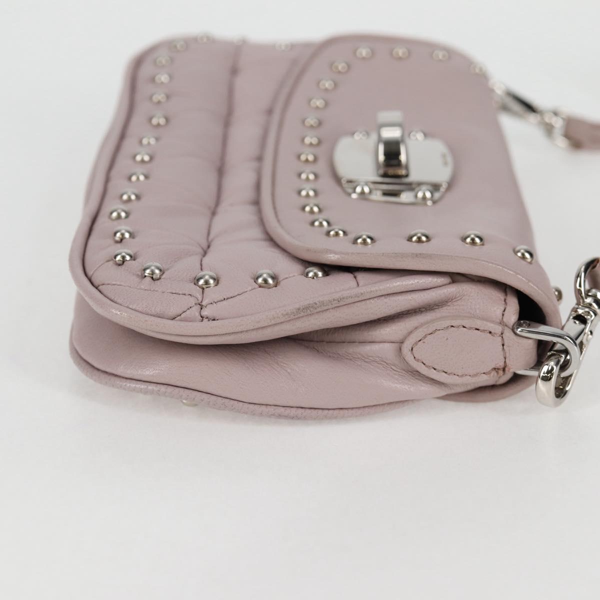 Miu Miu Studded, Pink, Leather, shoulder