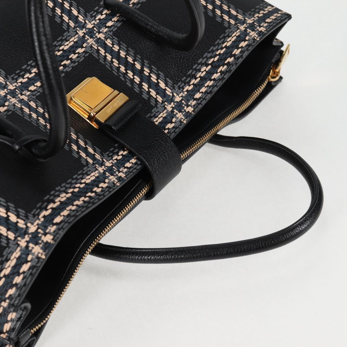 Miu Miu Madras, Black, Leather, tote