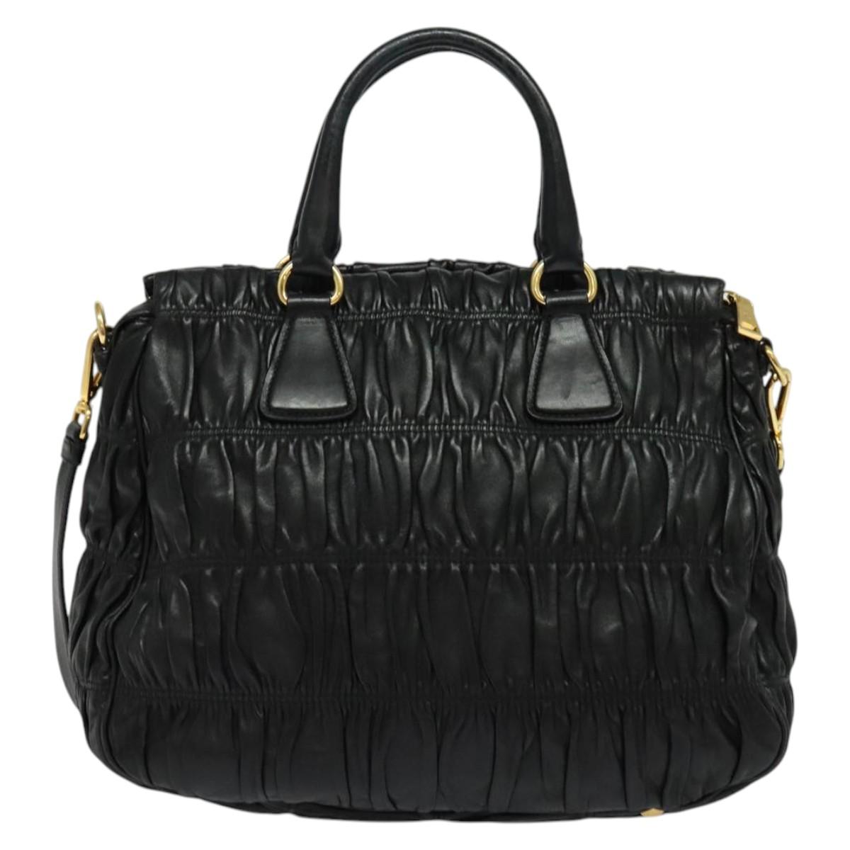 Prada Gaufre, Black, Leather, handbag