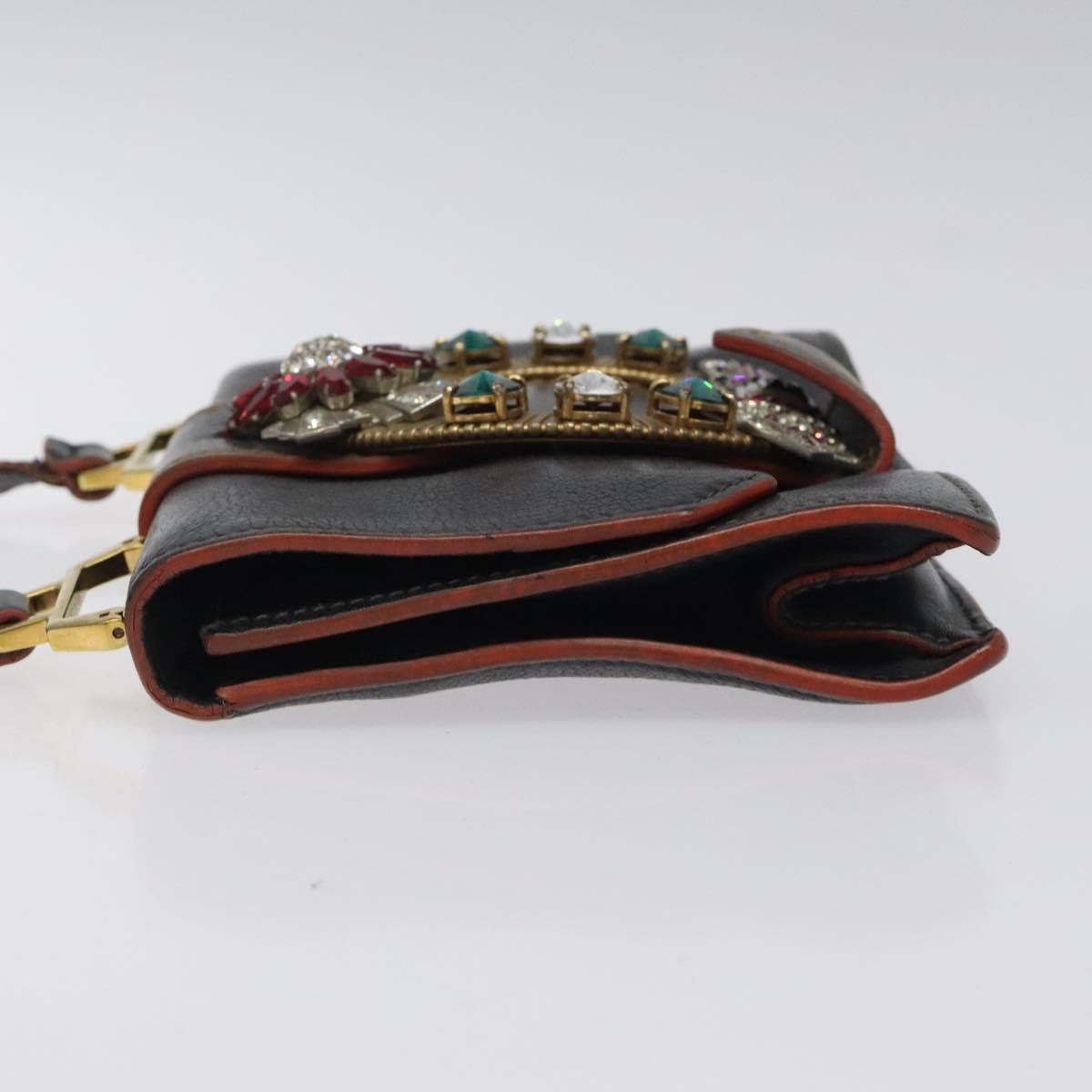 Miu Miu Madras, Black, Leather, shoulder