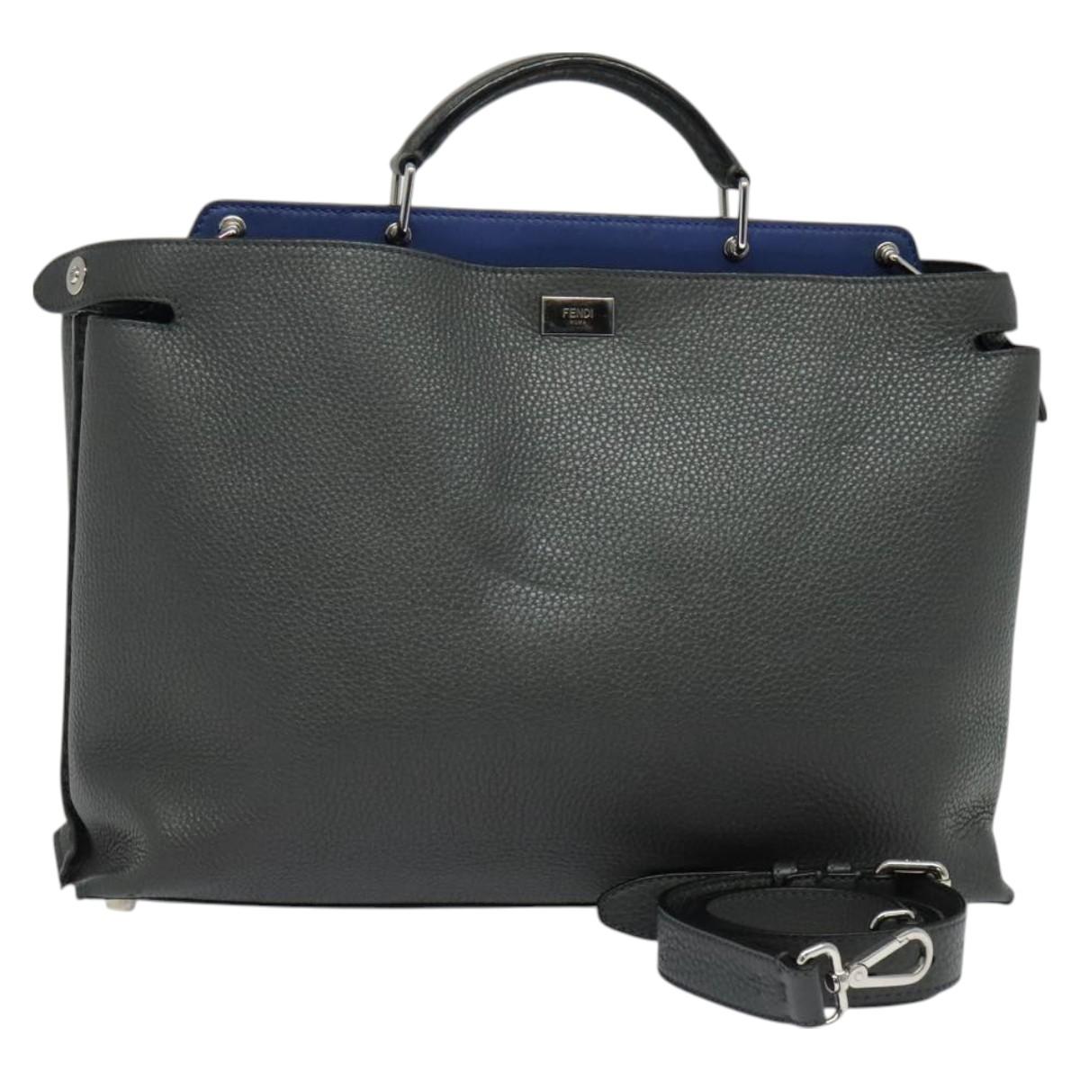 Fendi Peekaboo, Grey, Leather, handbag
