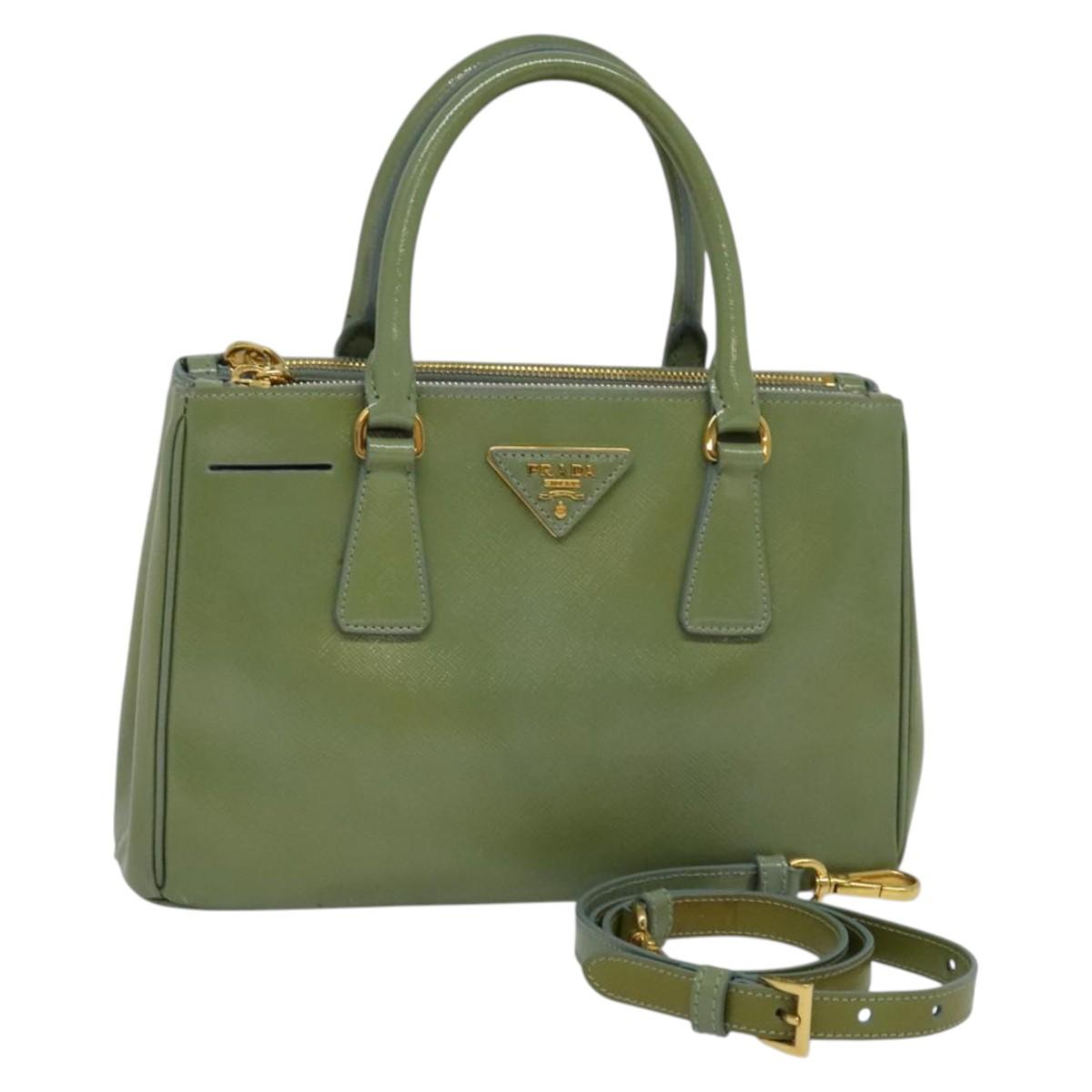 Prada Galleria, Green, Leather, handbag
