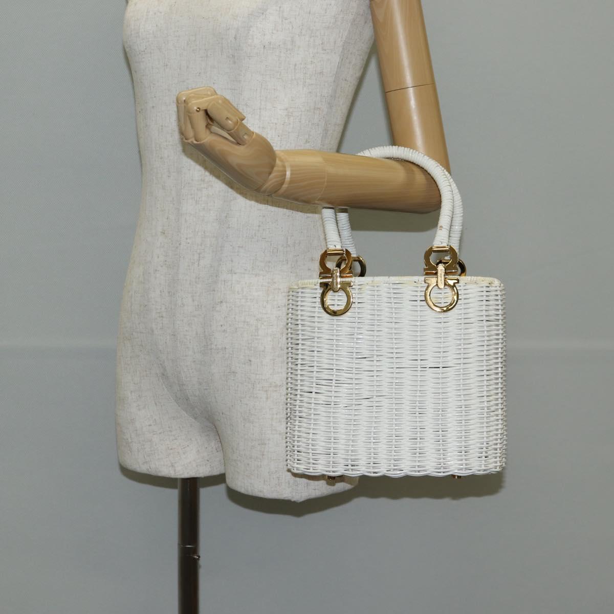 Salvatore Ferragamo Gancini, White, Leather, handbag