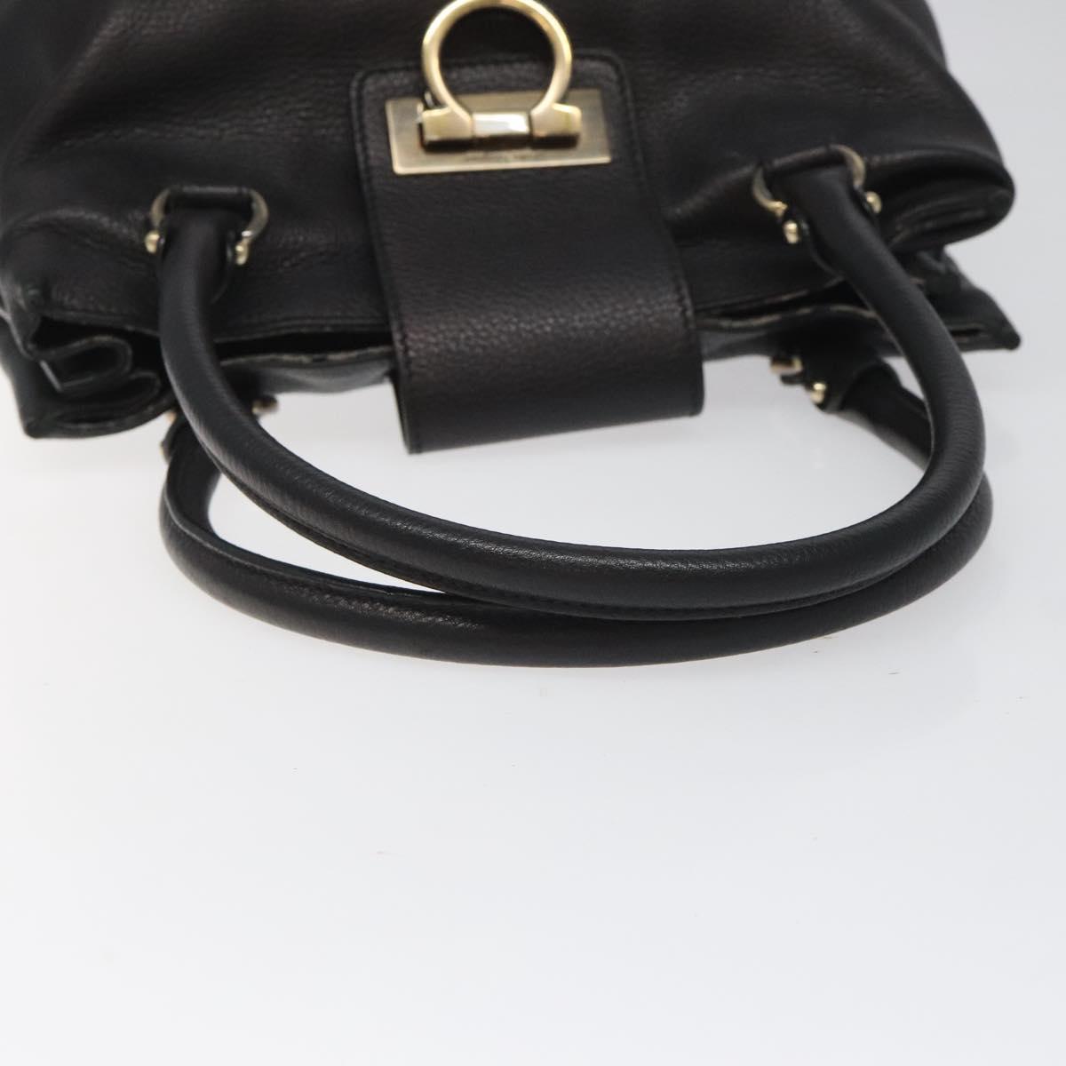 Salvatore Ferragamo Gancini, Black, Leather, handbag