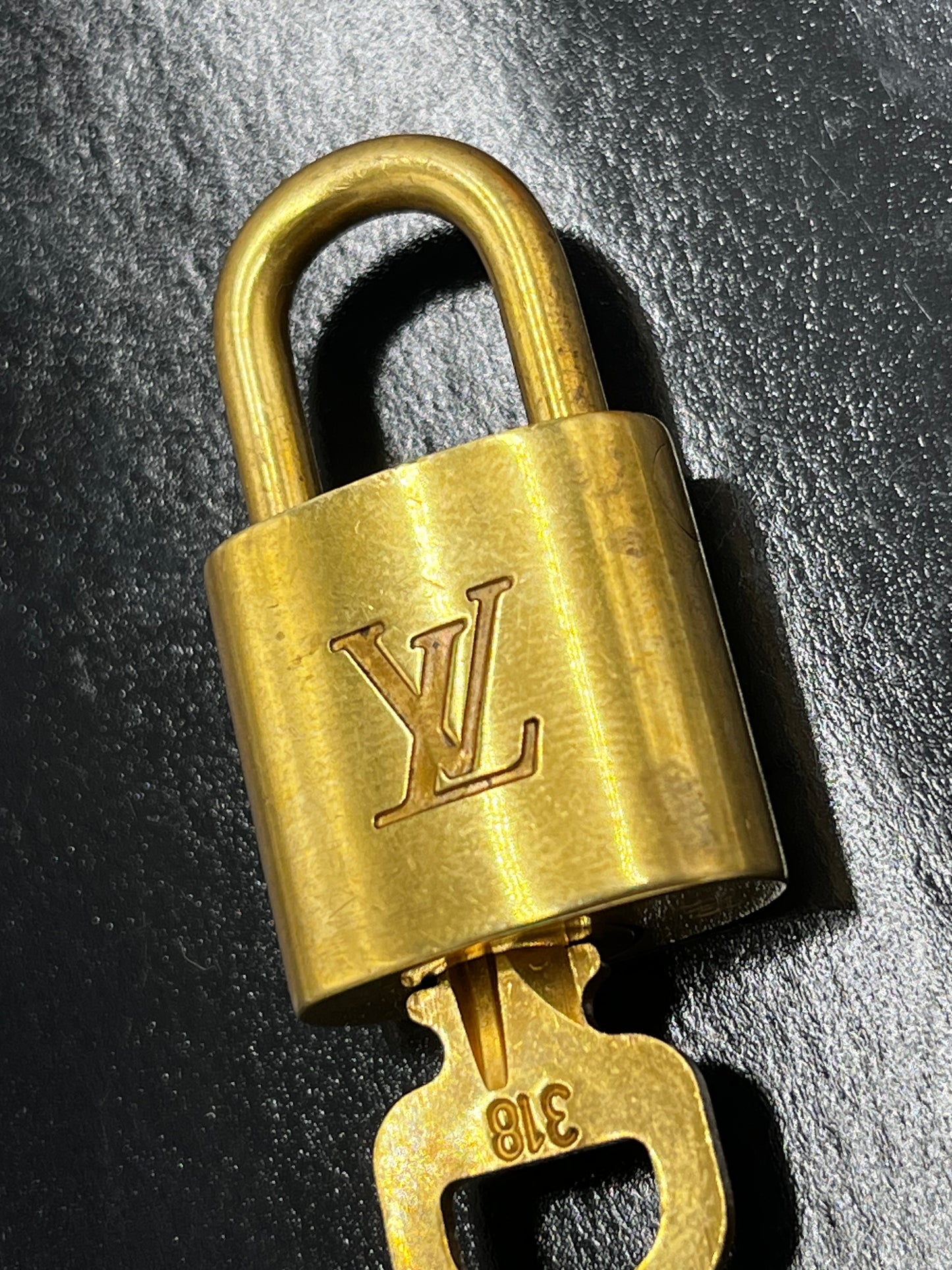 Louis Vuitton Padlock and Key Logo Metal, Gold, Metal, Charm