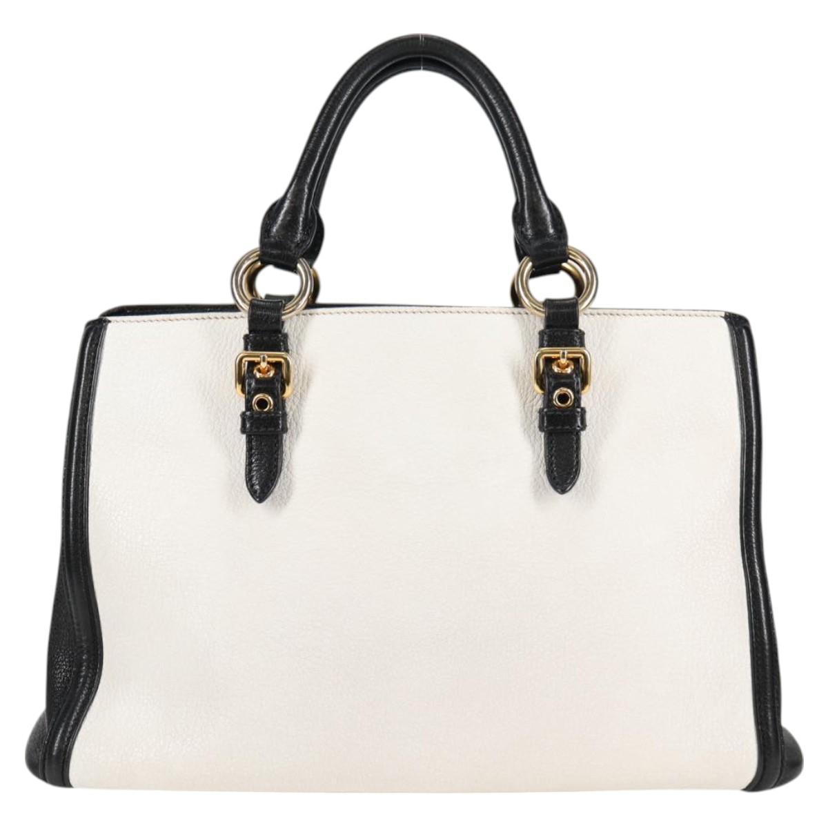 Miu Miu Madras, White, Leather, handbag
