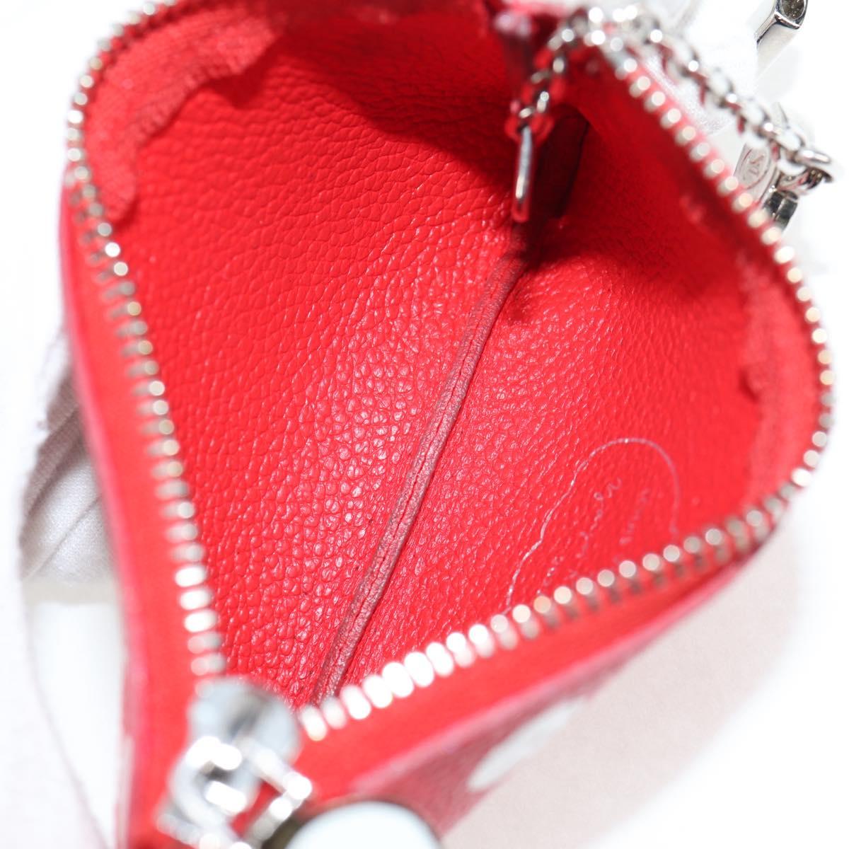 Louis Vuitton Pochette Clés, Red, Leather, wallet