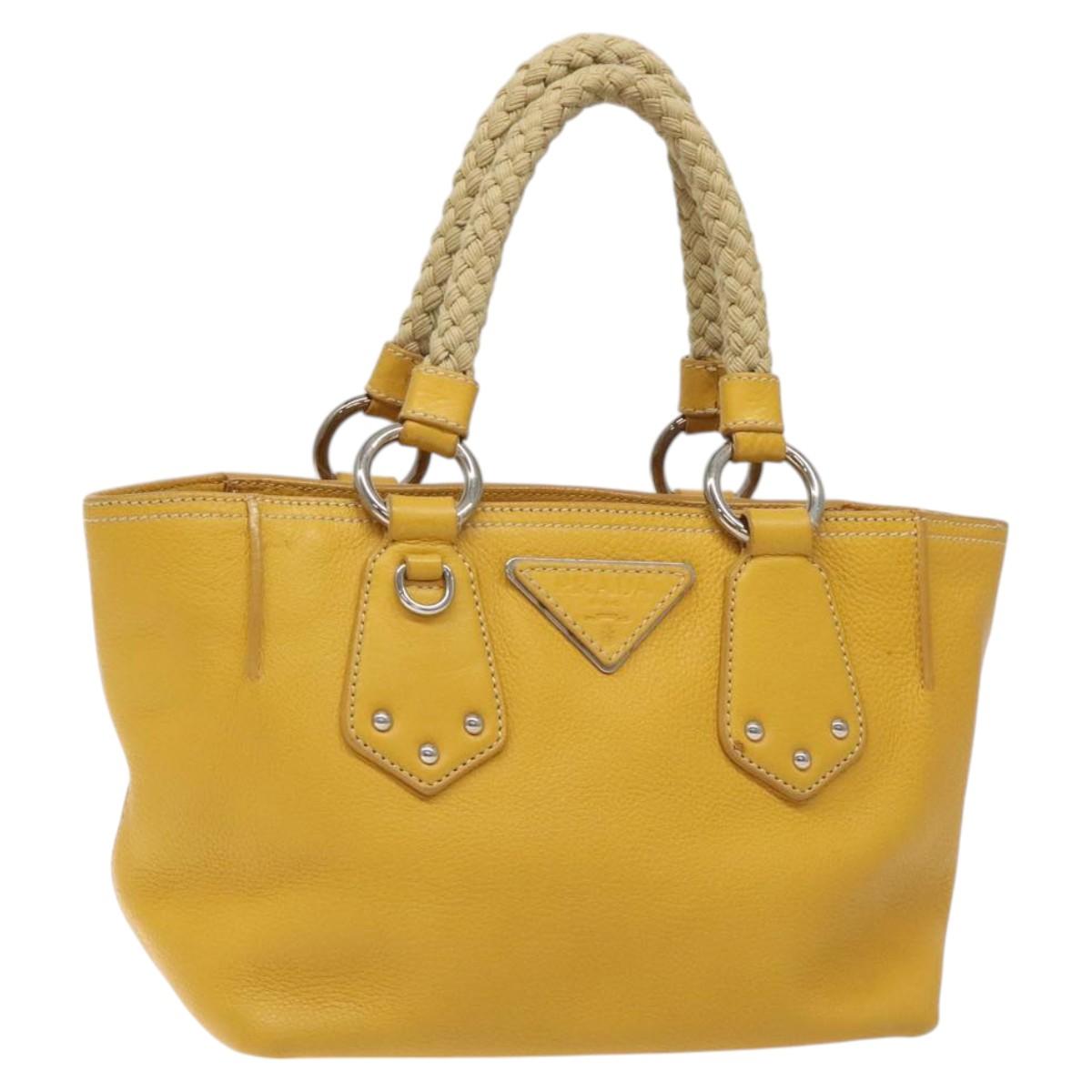 Prada, Yellow, Leather, handbag