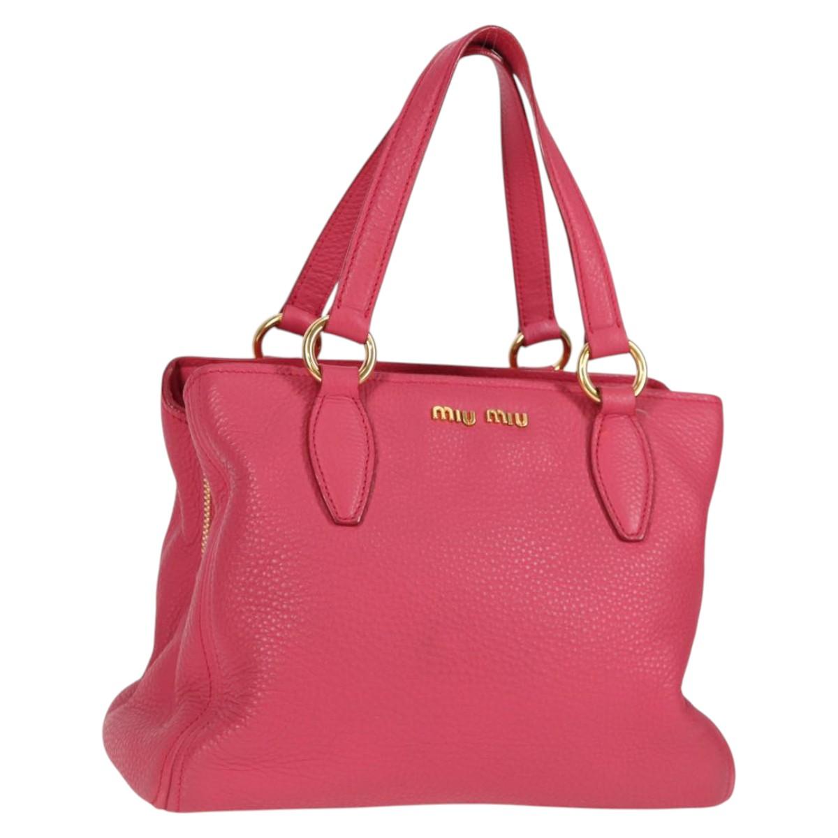Miu Miu Vitello, Pink, Leather, tote