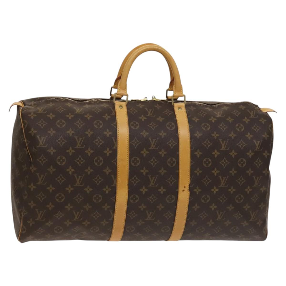 Louis Vuitton Keepall 55, Brown, Canvas, travel