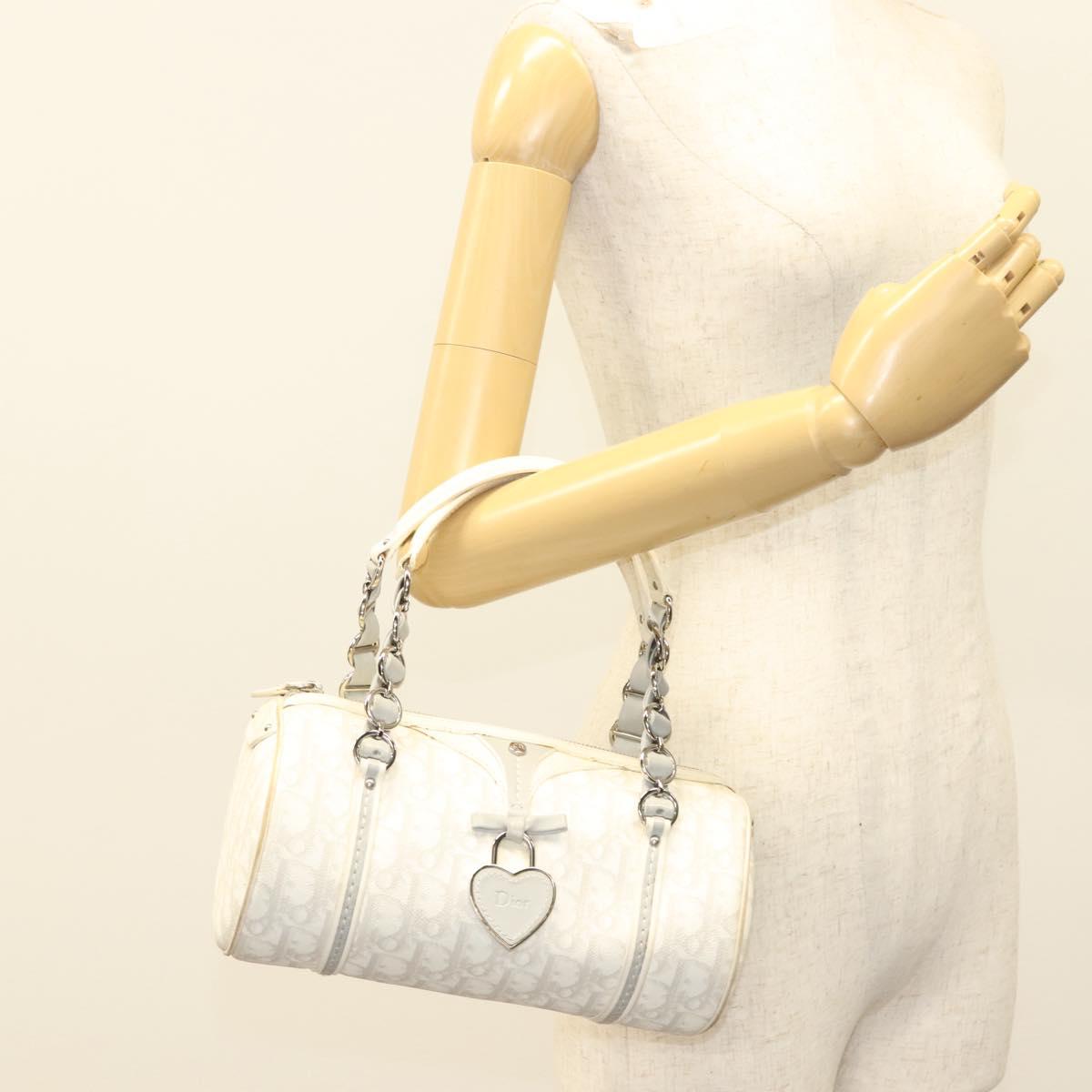 Dior Romantique, White, "CANVAS, LEATHER", handbag