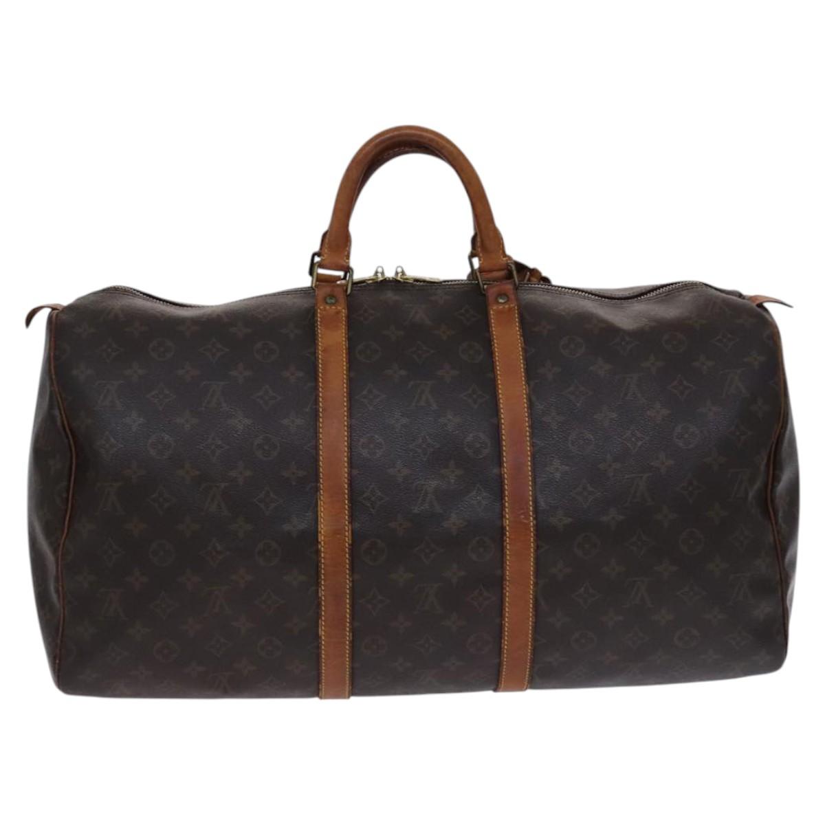 Louis Vuitton Keepall 55, Brown, Canvas, travel