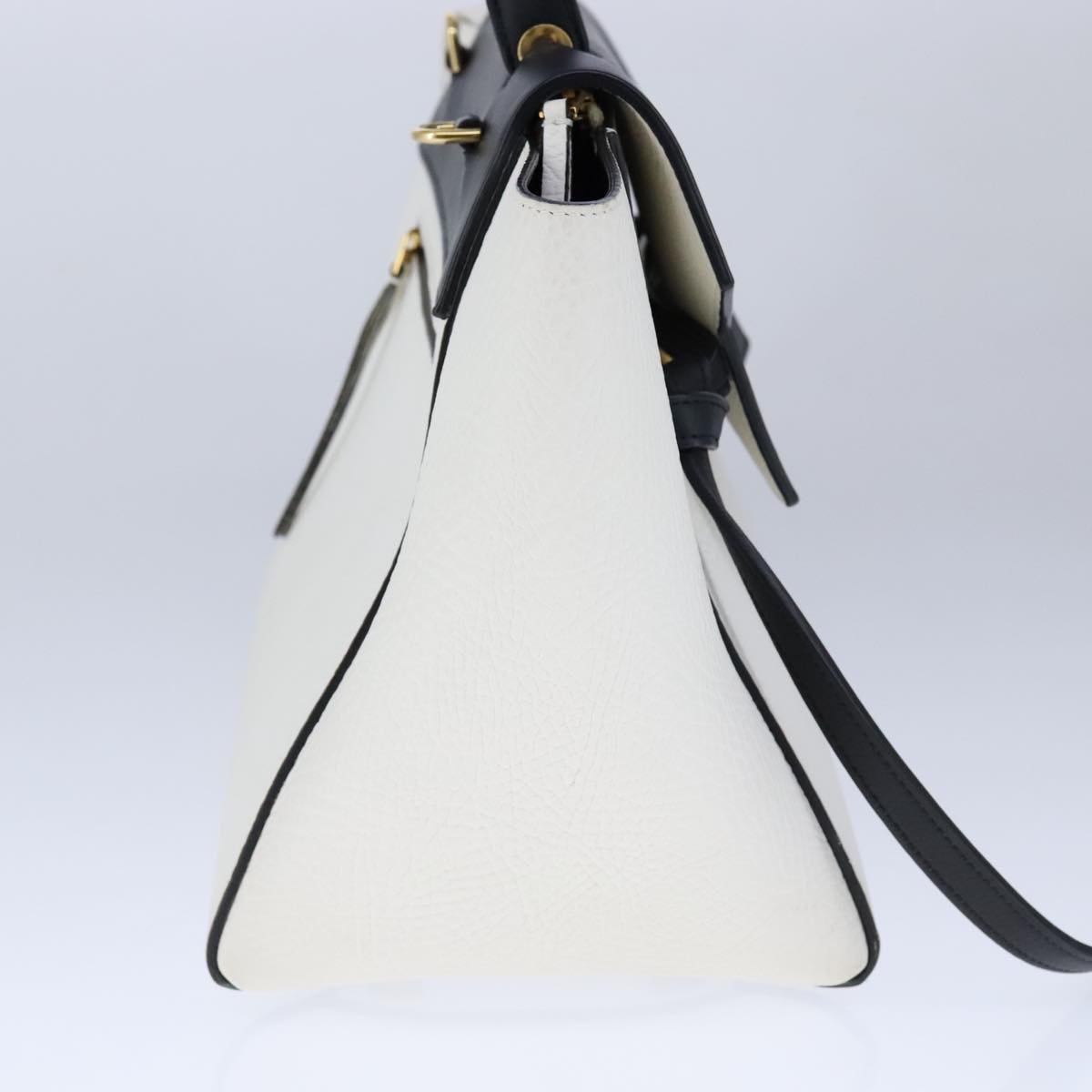 Céline Belt, White, Leather, handbag