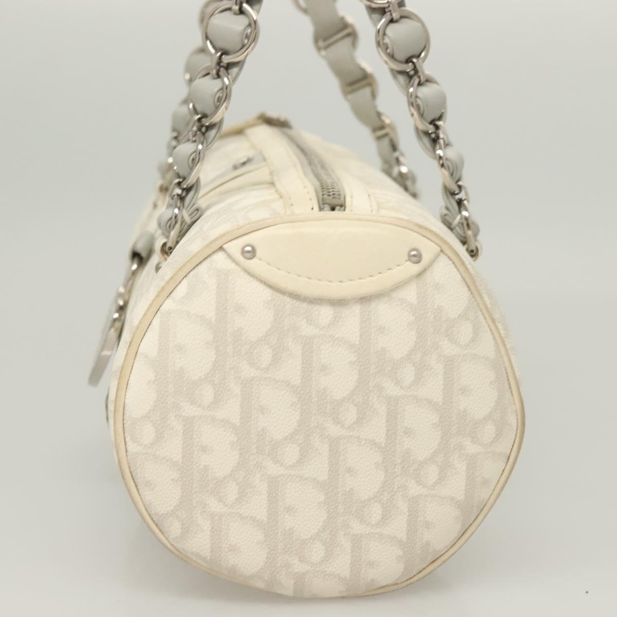 Dior Romantique, White, "CANVAS, LEATHER", handbag
