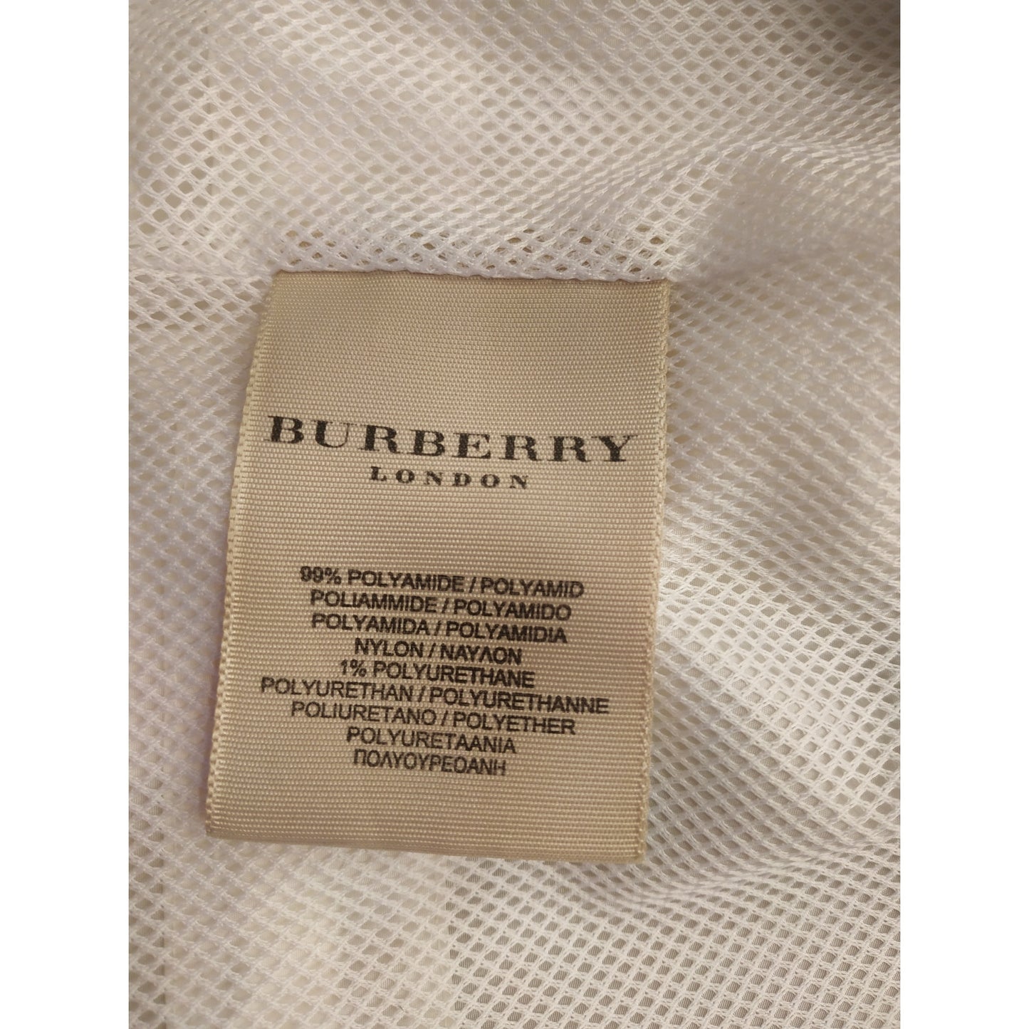 Αδιάβροχο Burberry 6 US Λευκό με Πλήρες Φερμουάρ και Κρυφή Κουκούλα