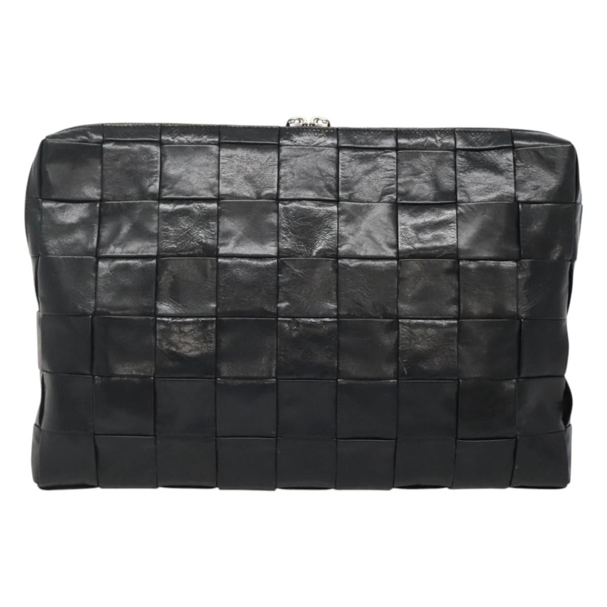 Bottega Veneta Intrecciato, Black, Leather, clutch