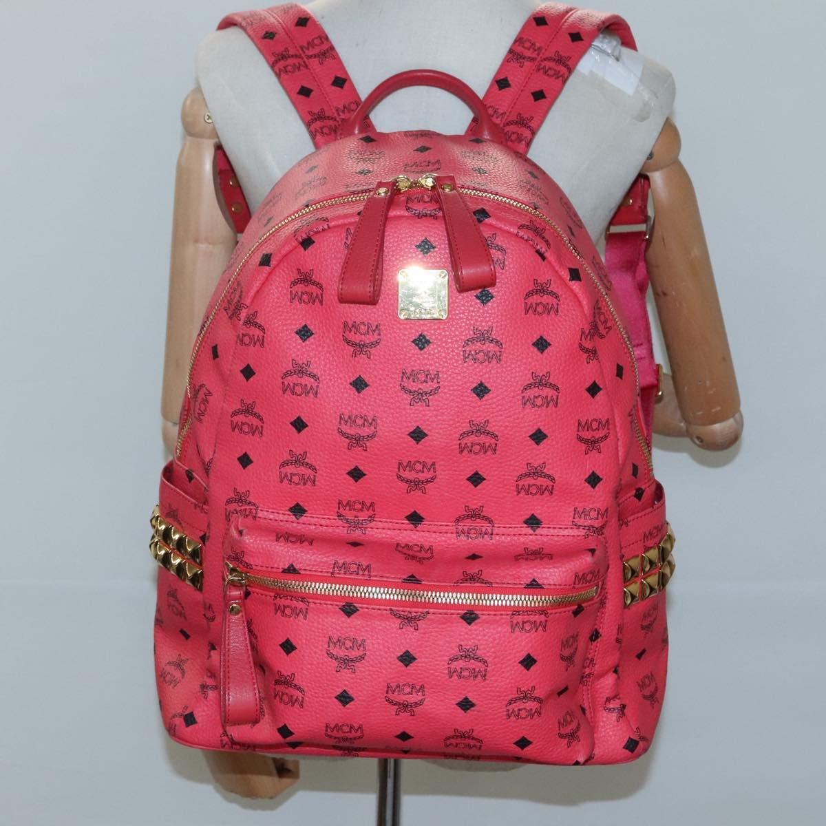 MCM Stark Visetos, Pink, Canvas, backpack