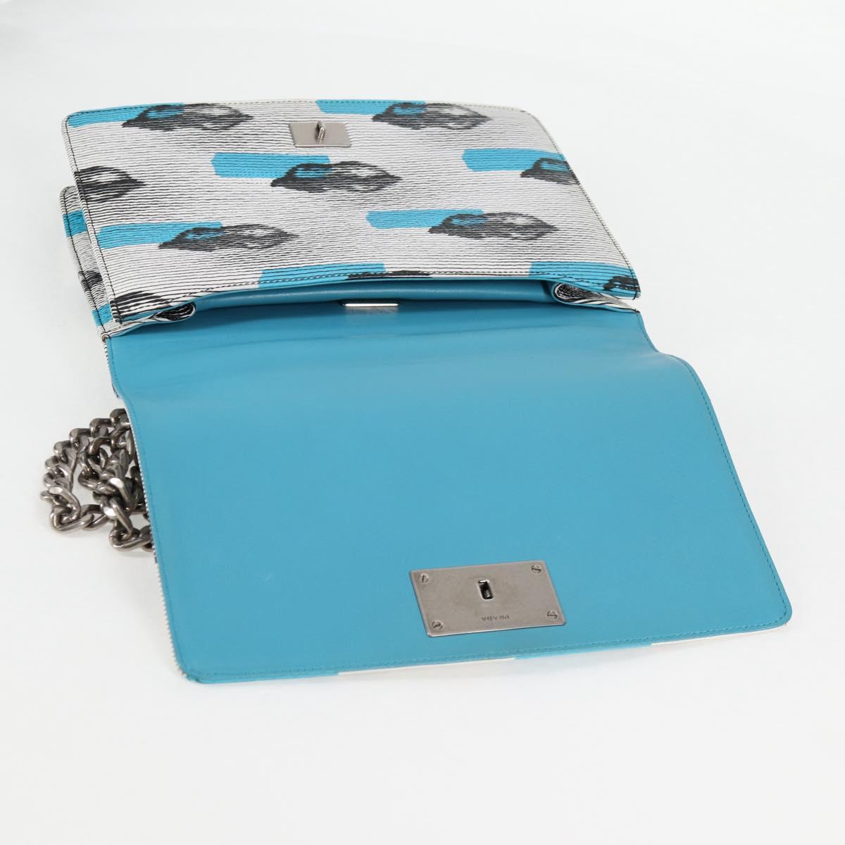 Prada Vitello, Silver, Leather, shoulder
