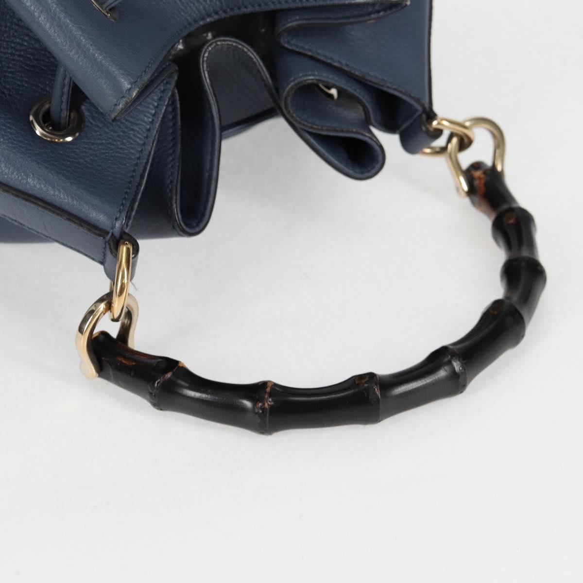 Gucci Bamboo, Blue, Leather, handbag