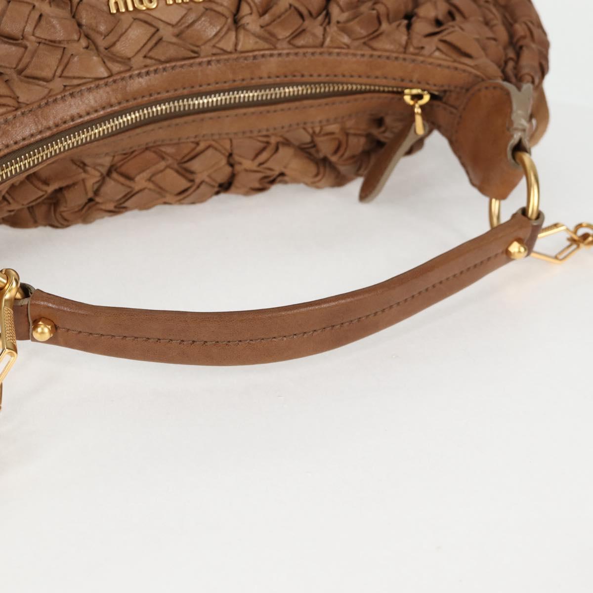 Miu Miu Woven, "BROWN,GOLD", Leather, handbag