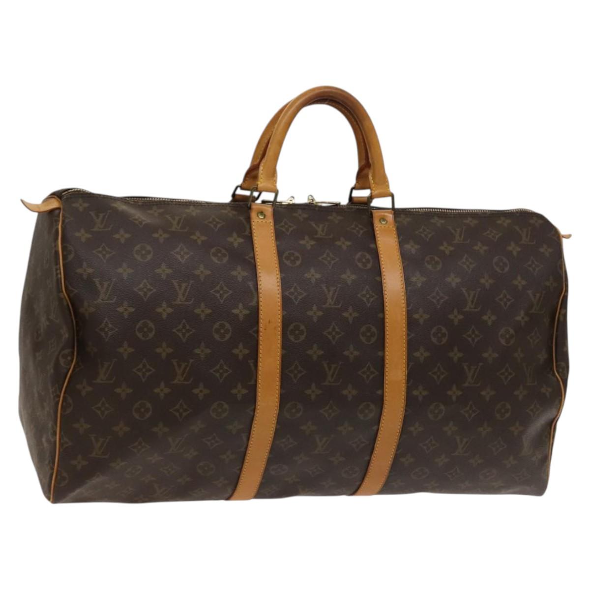 Louis Vuitton Keepall 55, Brown, "CANVAS, LEATHER", travel