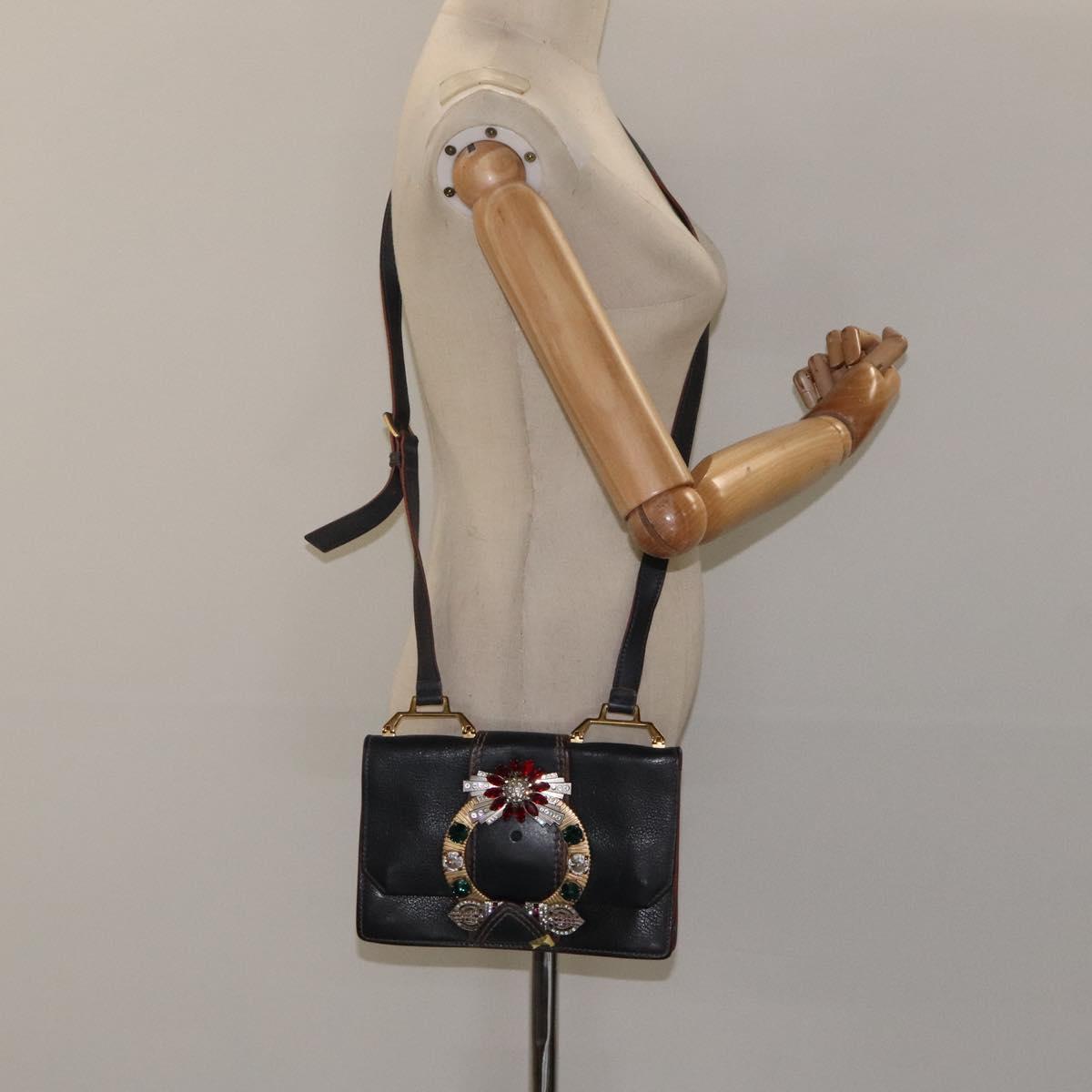 Miu Miu Madras, Black, Leather, shoulder
