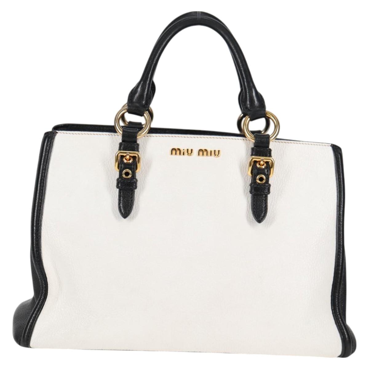 Miu Miu Madras, White, Leather, handbag