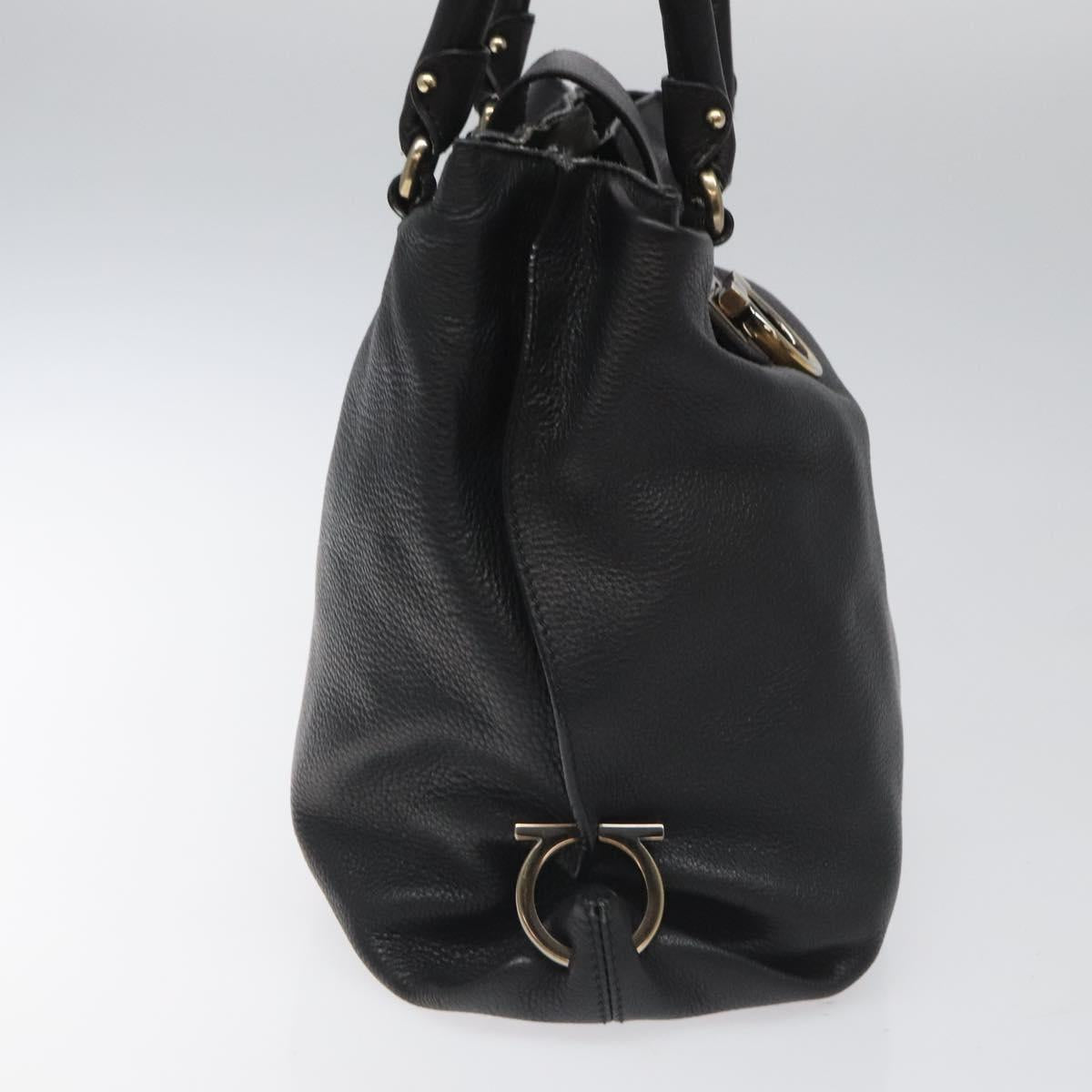 Salvatore Ferragamo Gancini, Black, Leather, handbag