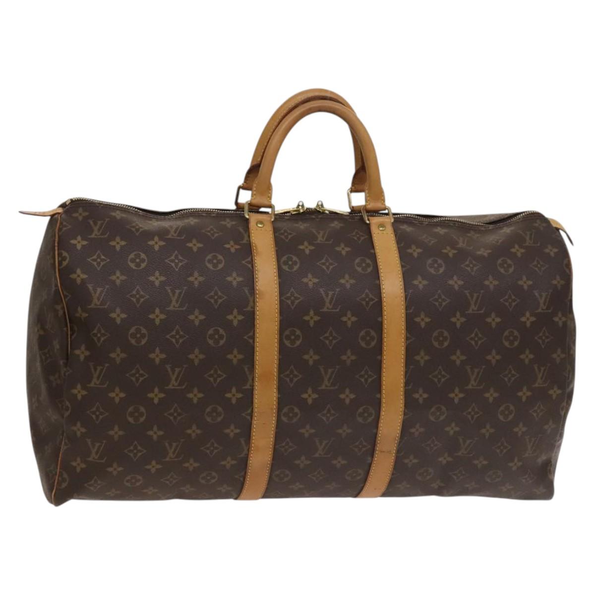 Louis Vuitton Keepall 55, Brown, Canvas, travel