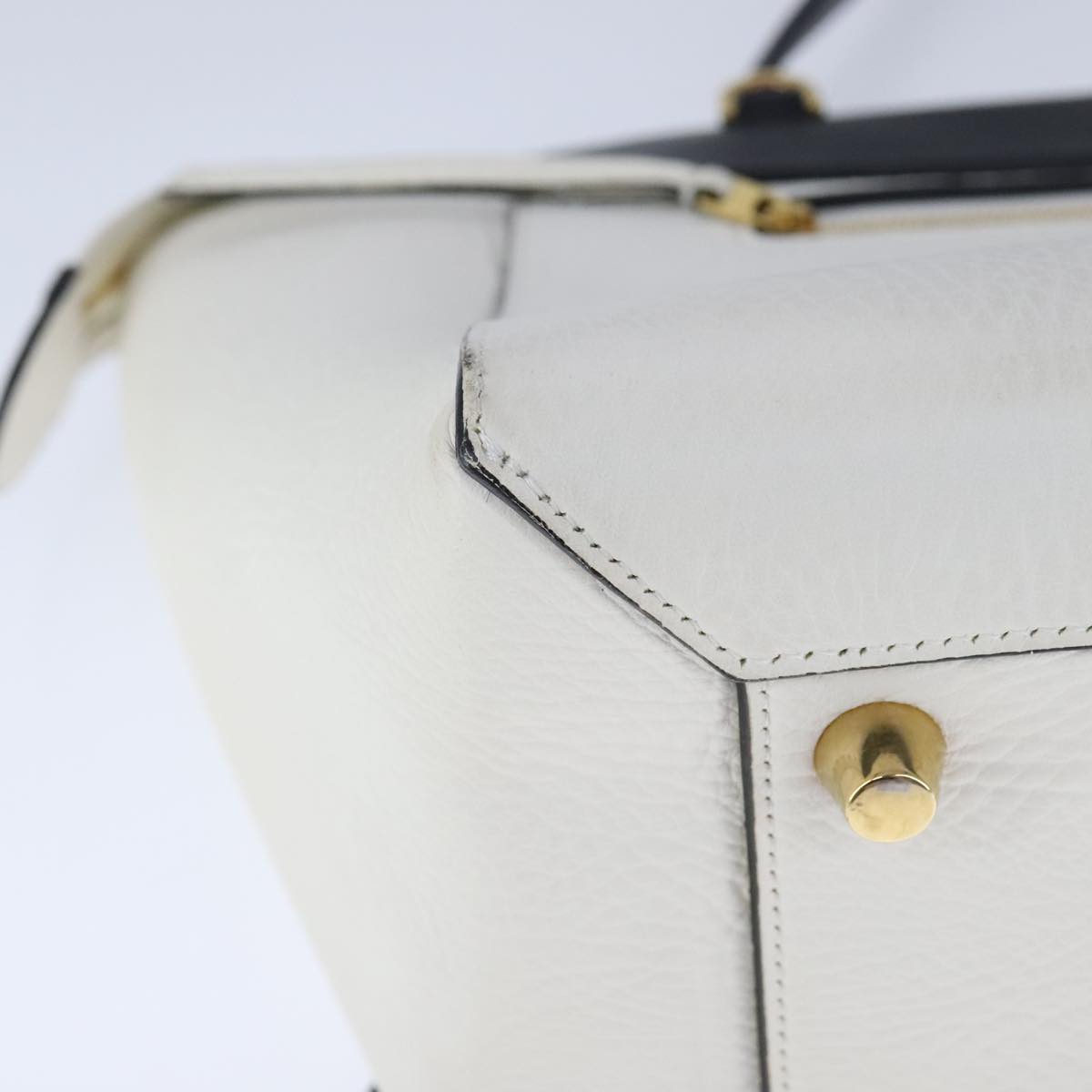 Céline Belt, White, Leather, handbag