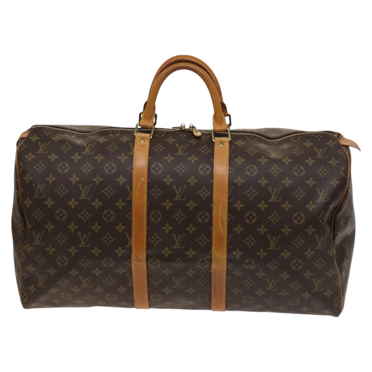 Louis Vuitton Keepall 55, Brown, Canvas, travel
