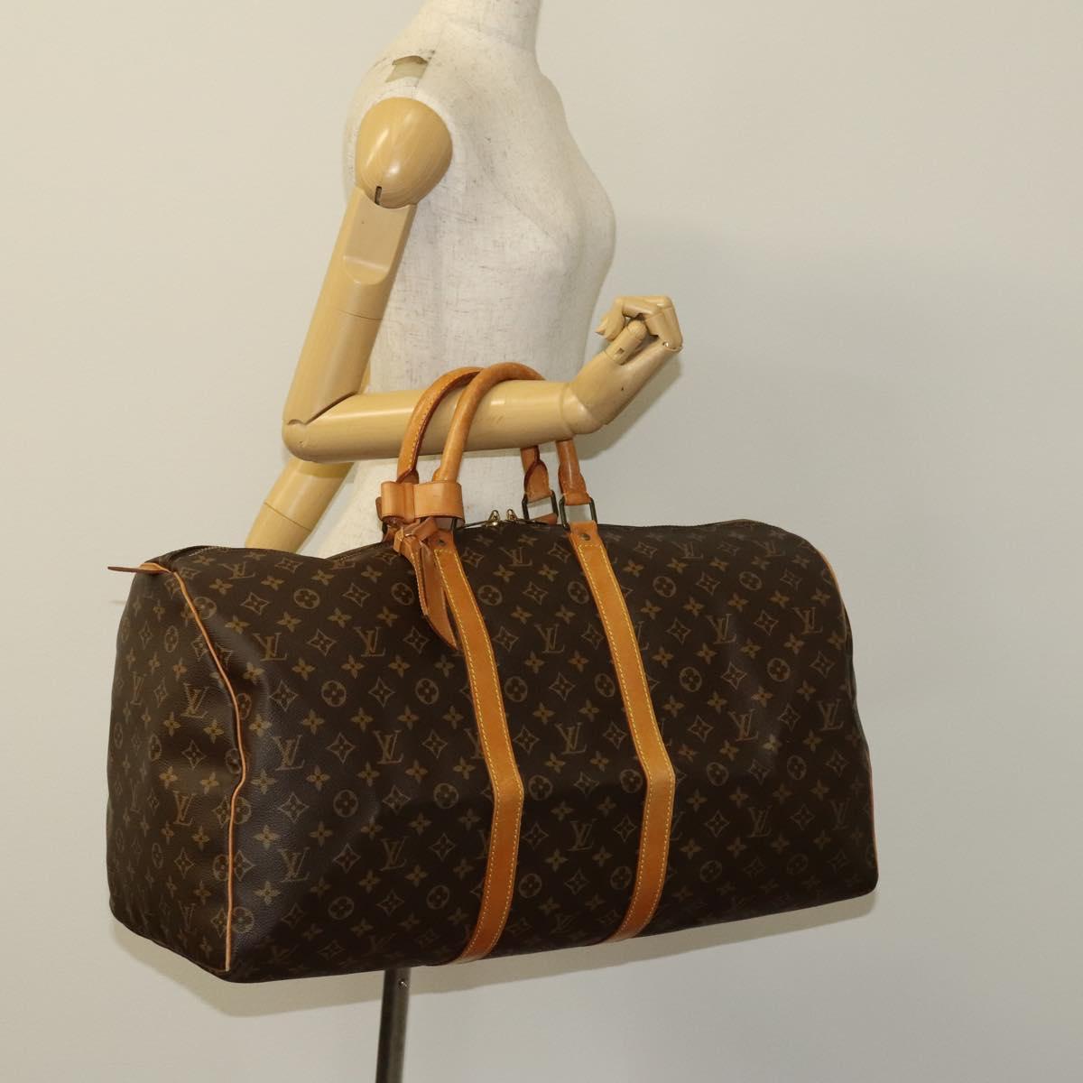 Louis Vuitton Keepall 55, Brown, Canvas, travel