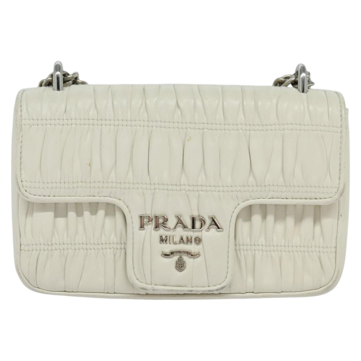 Prada Nappa gauffré, White, Leather, shoulder
