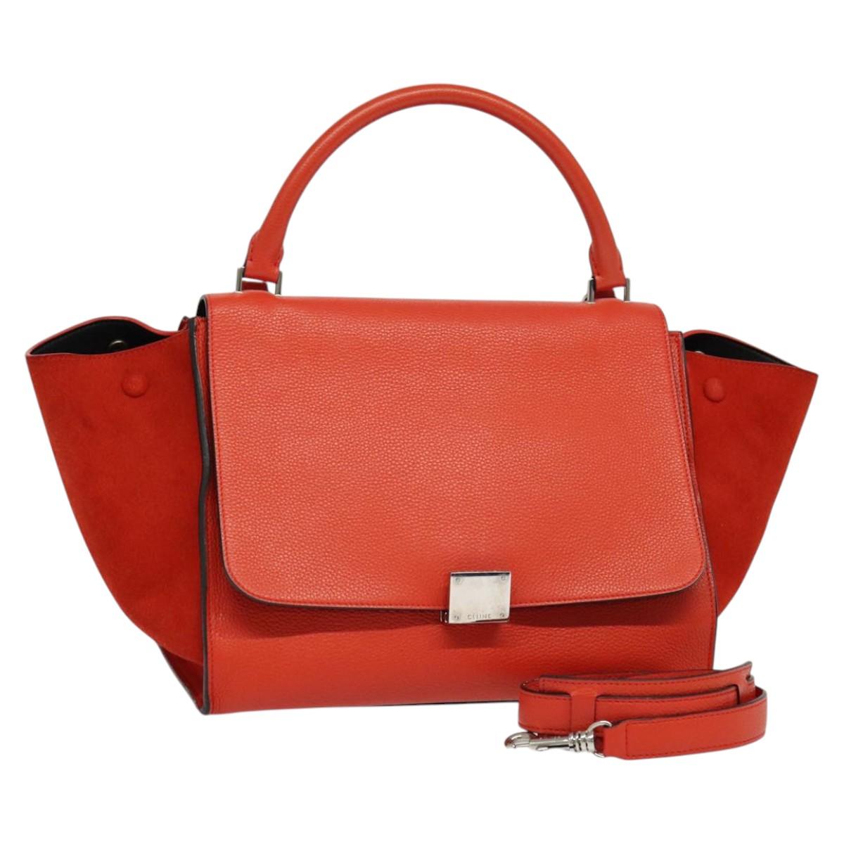 Céline Trapèze, Red, Leather, handbag