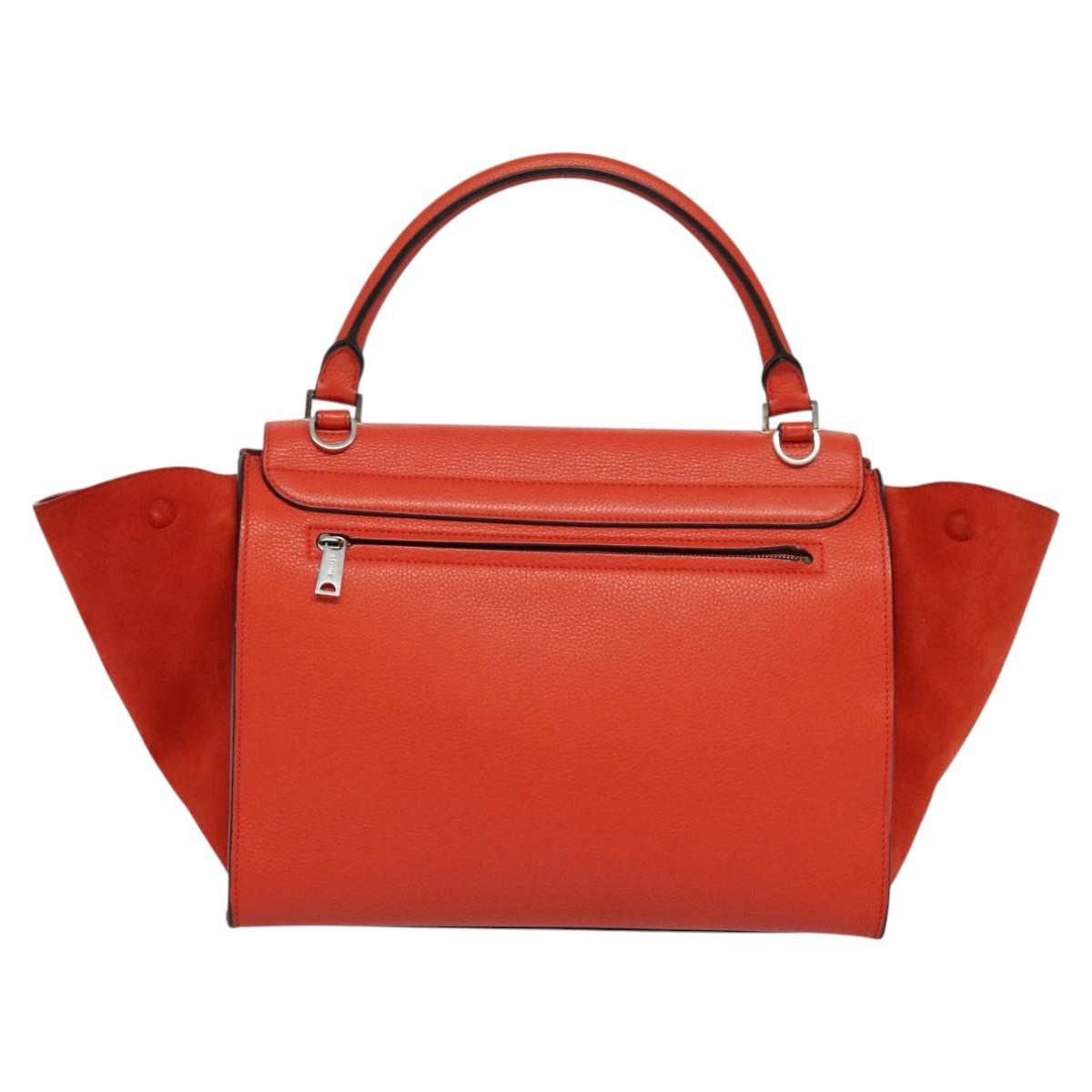 Céline Trapèze, Red, Leather, handbag